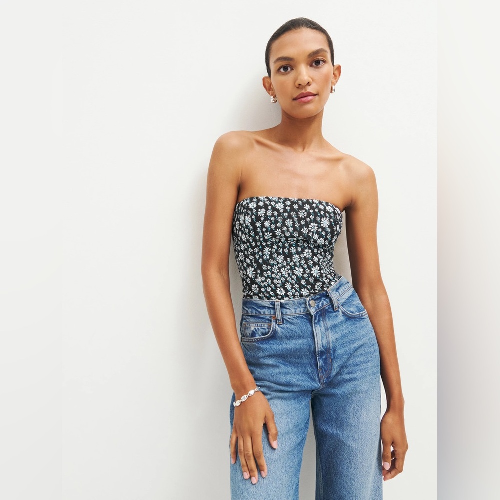 Reformation Giorgia Top Night Flower Strapless Tube Top